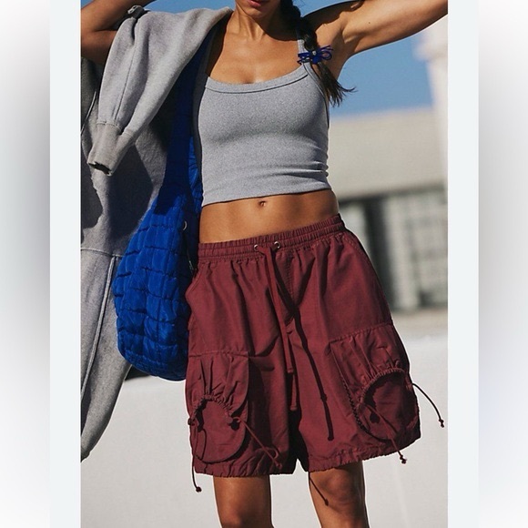 FP Movement by Free People Pants - FP Movement by Free People Cargo Shorts in Burgundy